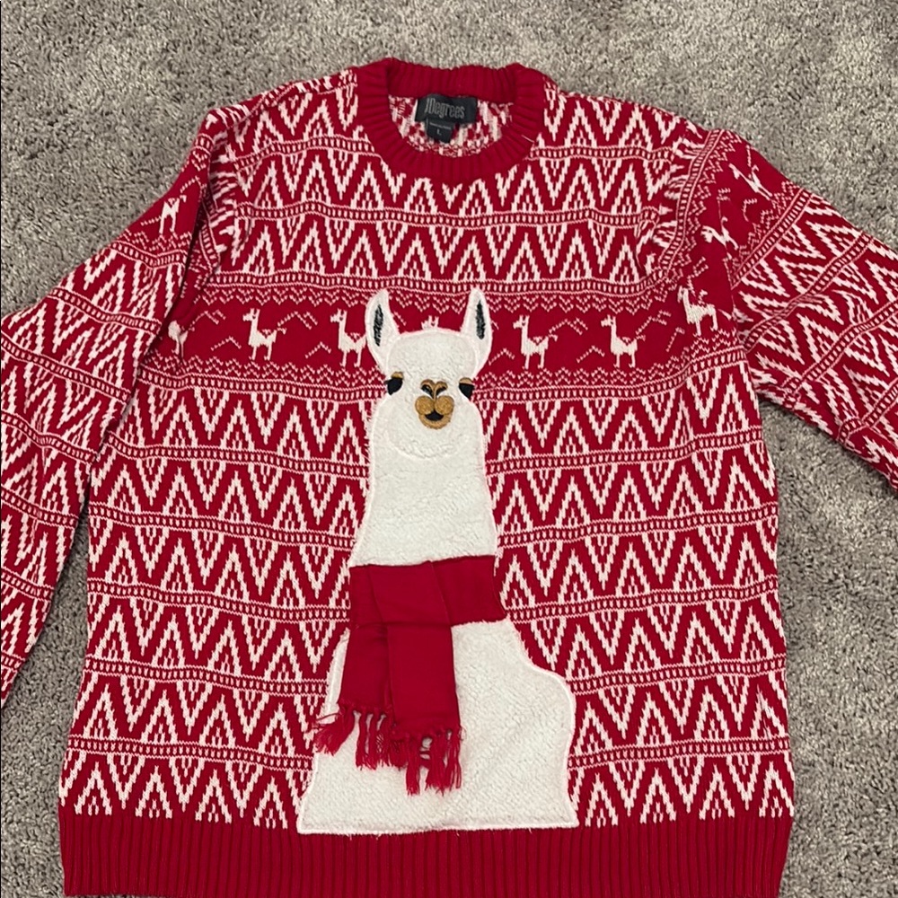 Red and White Crewneck Holiday Sweater